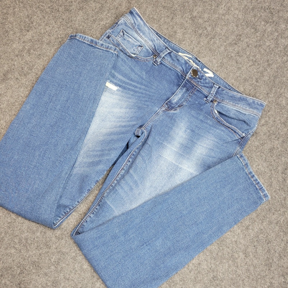 Seven7 Jeans Womens 12‎ Blue Distressed Streetwear Comfort Fit Skinny Leg Grunge